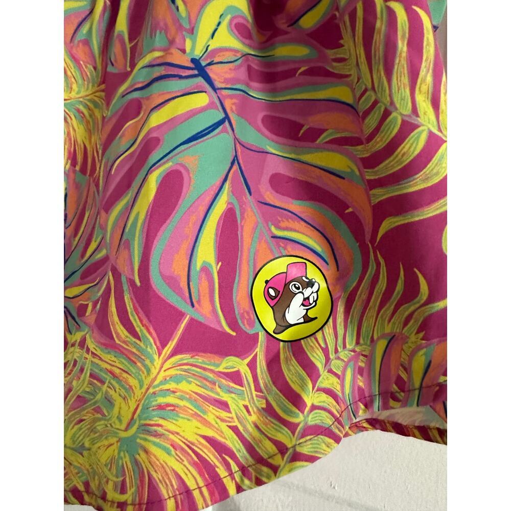BUC-EES Beaver Bucees Pink Tropical Athletic Running Shorts Lined - Sz Large - Picture 2 of 7